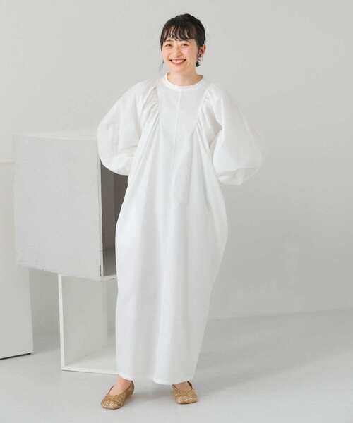 KBF（ケイビーエフ）の「ギャザーボリュームワンピース（ワンピース・レディース・オフホワイト/ベージュ/ブラック・ONE）」の8枚目の写真