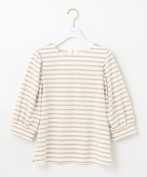 ANY SIS(エニィスィス)の「【洗える】パフスリーブボーダー カットソー(Tシャツ/カットソー・レディース・ベージュ系2/ライラック系2/ブラック系2・2)」の8枚目の写真