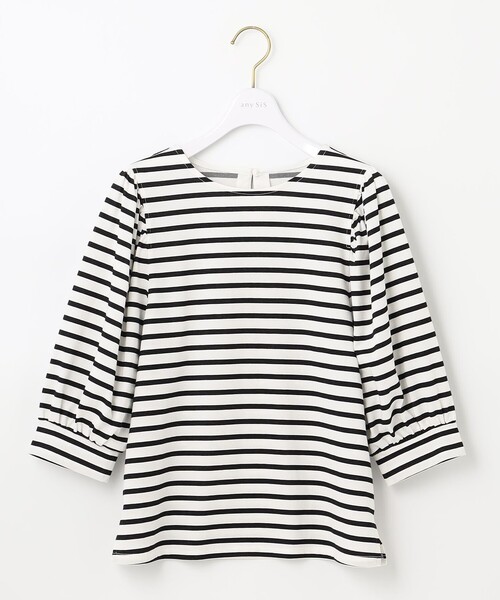 ANY SIS(エニィスィス)の「【洗える】パフスリーブボーダー カットソー(Tシャツ/カットソー・レディース・ベージュ系2/ライラック系2/ブラック系2・2)」の9枚目の写真