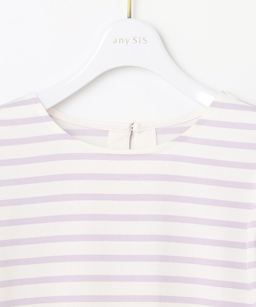 ANY SIS(エニィスィス)の「【洗える】パフスリーブボーダー カットソー(Tシャツ/カットソー・レディース・ベージュ系2/ライラック系2/ブラック系2・2)」の11枚目の写真
