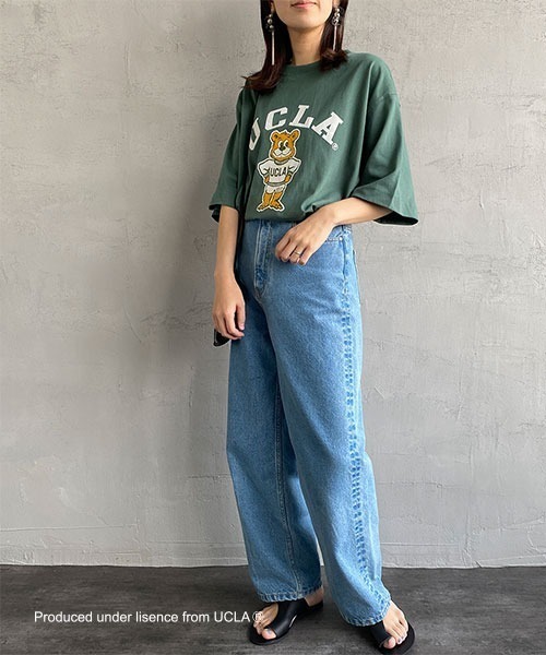 UCLA（ユーシーエルエー）の「[UCLA/ユーシーエルエー] フロッキープリント ビッグシルエットTシャツ（Tシャツ/カットソー・レディース・グリーン/ホワイト・M/L）」の5枚目の写真