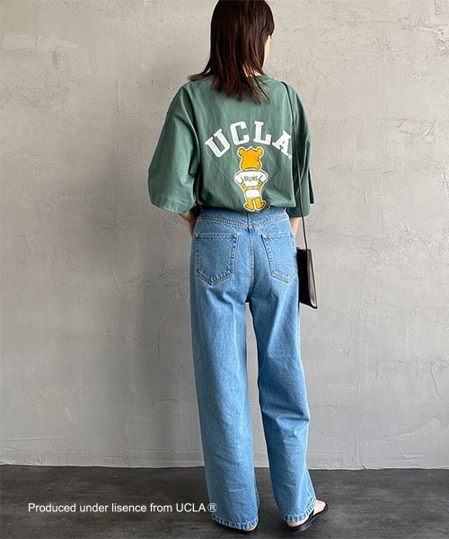 UCLA（ユーシーエルエー）の「[UCLA/ユーシーエルエー] フロッキープリント ビッグシルエットTシャツ（Tシャツ/カットソー・レディース・グリーン/ホワイト・M/L）」の6枚目の写真