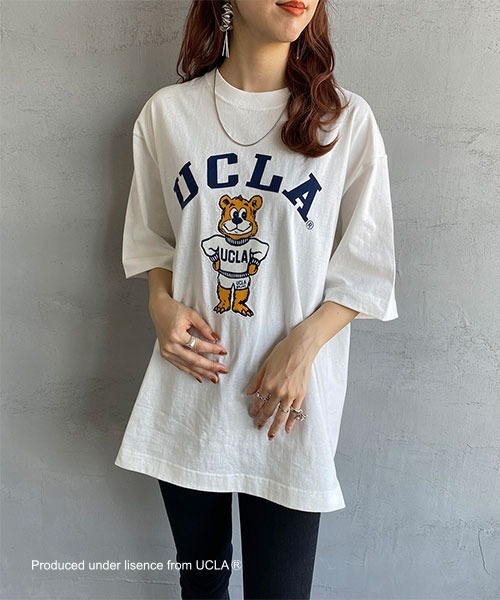 UCLA（ユーシーエルエー）の「[UCLA/ユーシーエルエー] フロッキープリント ビッグシルエットTシャツ（Tシャツ/カットソー・レディース・グリーン/ホワイト・M/L）」の7枚目の写真