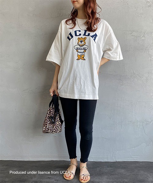 UCLA（ユーシーエルエー）の「[UCLA/ユーシーエルエー] フロッキープリント ビッグシルエットTシャツ（Tシャツ/カットソー・レディース・グリーン/ホワイト・M/L）」の12枚目の写真