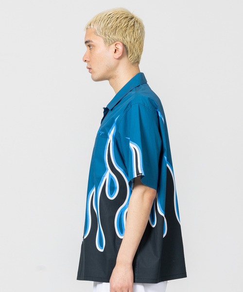 新品☆ XLARGE エクストラ ラージ フレア ファイヤー シャツ 開襟 L XLARGE（エクストララージ）の「FLAME S/S SHIRT /ファイヤー