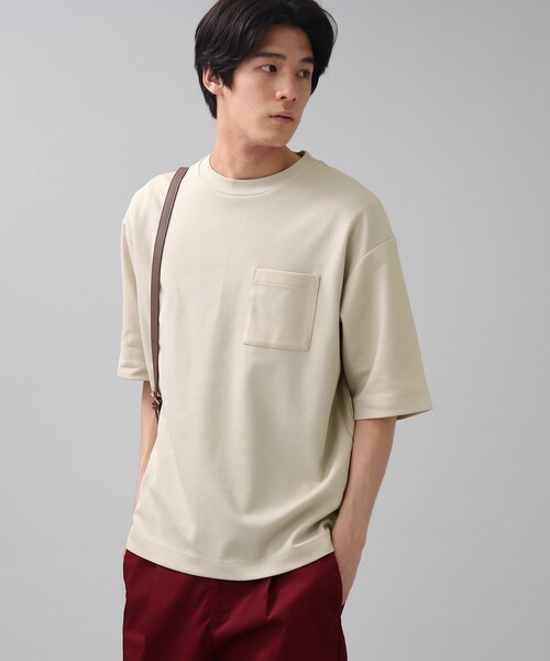 THE SHOP TK （ザ ショップ ティーケー ）の「◆【ひんやりサラサラ】エアドライTシャツ（Tシャツ/カットソー・メンズ・ライトベージュ/チャコールグレー/サックスブルー/オフホワイト/ライトグリーン/レモンイエロー・05/03/01/02/04）」の4枚目の写真