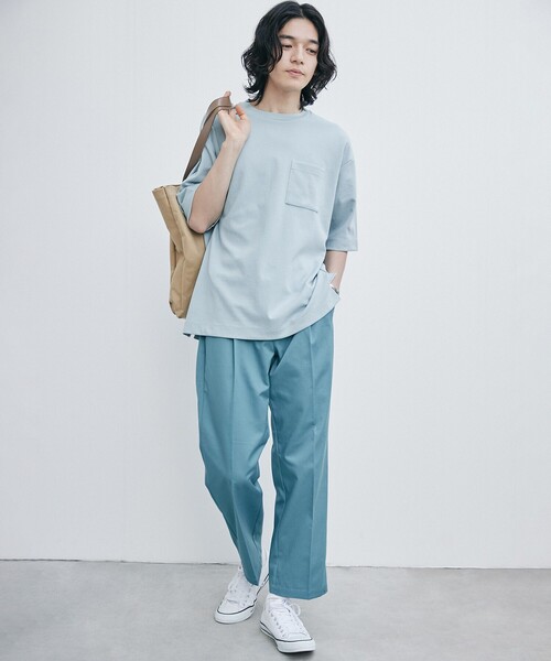 THE SHOP TK （ザ ショップ ティーケー ）の「◆【ひんやりサラサラ】エアドライTシャツ（Tシャツ/カットソー・メンズ・ライトベージュ/チャコールグレー/サックスブルー/オフホワイト/ライトグリーン/レモンイエロー・05/03/01/02/04）」の17枚目の写真