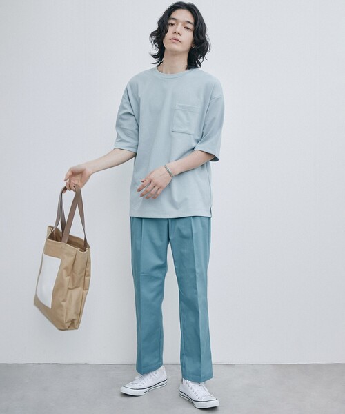 THE SHOP TK （ザ ショップ ティーケー ）の「◆【ひんやりサラサラ】エアドライTシャツ（Tシャツ/カットソー・メンズ・ライトベージュ/チャコールグレー/サックスブルー/オフホワイト/ライトグリーン/レモンイエロー・05/03/01/02/04）」の18枚目の写真