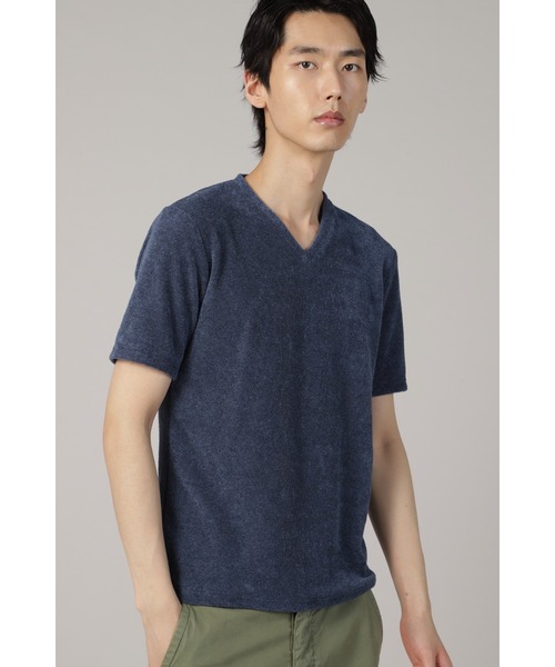 HIGH STREET(ハイストリート)の「HIGH STREET∴Izmir Cottonパイル半袖Vネック(Tシャツ/カットソー・メンズ・ブルー・M/L/LL)」の1枚目の写真