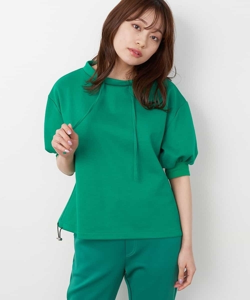 A de a.v.v（アードアー・ヴェ・ヴェ）の「［SET UP対応］バックカレッジロゴ刺繍入りスウェット（Tシャツ/カットソー・レディース・グリーン/ホワイト/ブラック・SMALL/MEDIUM）」の7枚目の写真