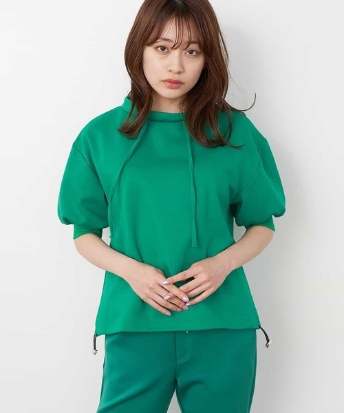 A de a.v.v（アードアー・ヴェ・ヴェ）の「［SET UP対応］バックカレッジロゴ刺繍入りスウェット（Tシャツ/カットソー・レディース・グリーン/ホワイト/ブラック・SMALL/MEDIUM）」の10枚目の写真