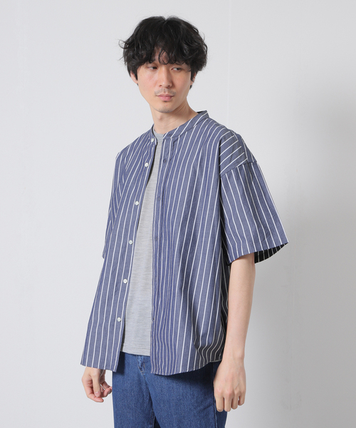 JOURNAL STANDARD(ジャーナルスタンダード)の「パターン バンドカラーシャツ(シャツ/ブラウス・メンズ・ライトグリーン/タン/クリアブルー/コバルトブルー・SMALL/MEDIUM/LARGE)」の3枚目の写真