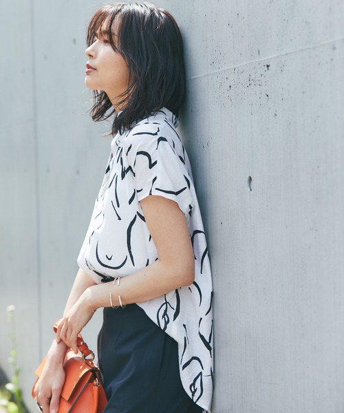 RIVE DROITE（リヴドロワ）の「ドローイングフレンチブラウス（シャツ/ブラウス・レディース・グレー/オフホワイト・FREE）」の5枚目の写真