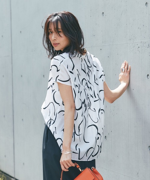 RIVE DROITE（リヴドロワ）の「ドローイングフレンチブラウス（シャツ/ブラウス・レディース・グレー/オフホワイト・FREE）」の8枚目の写真