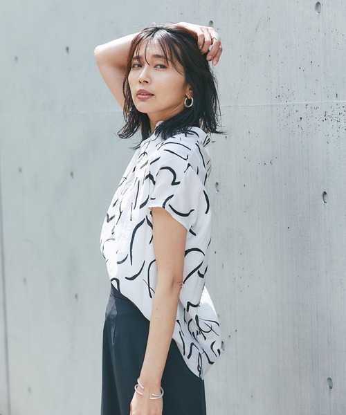 RIVE DROITE（リヴドロワ）の「ドローイングフレンチブラウス（シャツ/ブラウス・レディース・グレー/オフホワイト・FREE）」の7枚目の写真