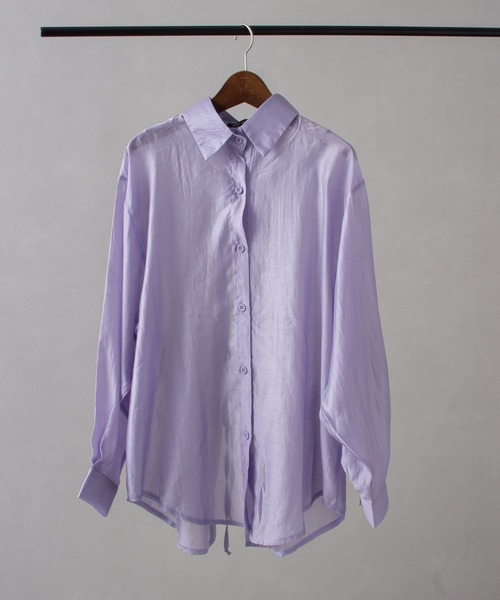 SpRay(スプレイ)の「BACKスリットシアーシャツ(シャツ/ブラウス・レディース・ホワイト/ブラック/ベージュ/パープル/ピンク/イエロー・FREE)」の9枚目の写真