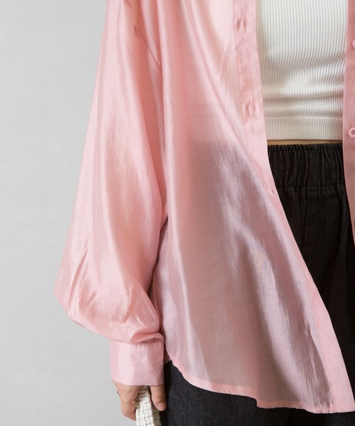 SpRay(スプレイ)の「BACKスリットシアーシャツ(シャツ/ブラウス・レディース・ホワイト/ブラック/ベージュ/パープル/ピンク/イエロー・FREE)」の19枚目の写真