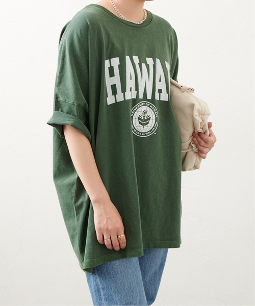 JOURNAL STANDARD カレッジロゴビッグロングTシャツ　グリーン カレッジロゴビッグロングTシャツ（Tシャツ/カットソー