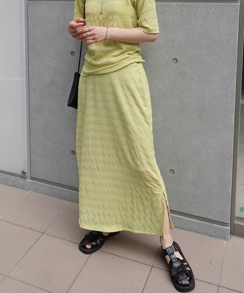 CORNERS（コーナーズ）の「シアーシャーリングスリットスカート（スカート・レディース・ブラック/ブラウン/ベージュ系その他/ライム・M）」の8枚目の写真