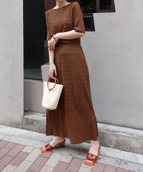 CORNERS（コーナーズ）の「シアーシャーリングスリットスカート（スカート・レディース・ブラック/ブラウン/ベージュ系その他/ライム・M）」の10枚目の写真