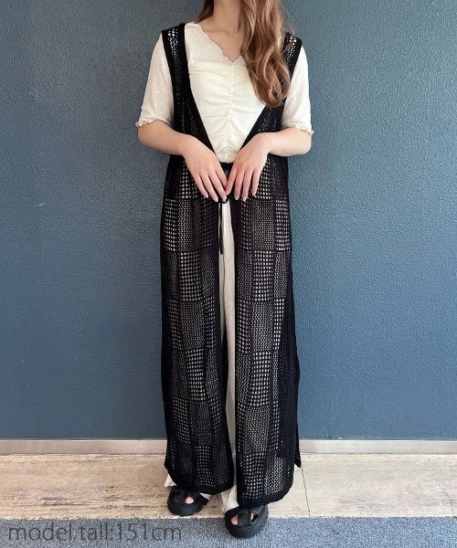 AS KNOW AS PINKY（アズノゥアズピンキー）の「ナチュラルムードなロングジレ（ベスト・レディース・ブラック/ベージュ/オフホワイト・FREE）」の18枚目の写真