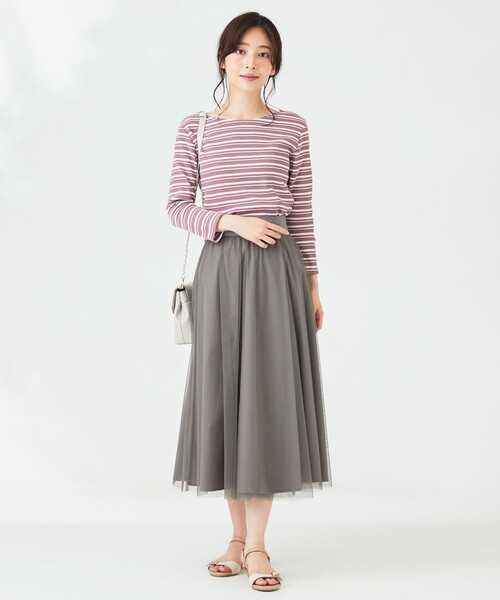 ANY SIS（エニィスィス）の「【前後着用可】マルチボーダー2WAYテレコ カットソー（Tシャツ/カットソー・レディース・モスグリーン系2/ネイビー系2/ピンク系2・2）」の5枚目の写真