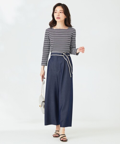 ANY SIS（エニィスィス）の「【前後着用可】マルチボーダー2WAYテレコ カットソー（Tシャツ/カットソー・レディース・モスグリーン系2/ネイビー系2/ピンク系2・2）」の7枚目の写真