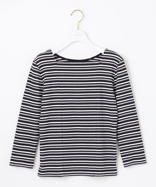 ANY SIS（エニィスィス）の「【前後着用可】マルチボーダー2WAYテレコ カットソー（Tシャツ/カットソー・レディース・モスグリーン系2/ネイビー系2/ピンク系2・2）」の10枚目の写真