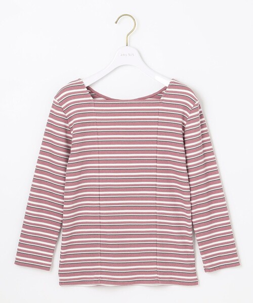 ANY SIS（エニィスィス）の「【前後着用可】マルチボーダー2WAYテレコ カットソー（Tシャツ/カットソー・レディース・モスグリーン系2/ネイビー系2/ピンク系2・2）」の11枚目の写真