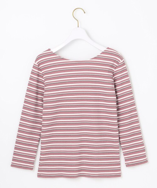 ANY SIS（エニィスィス）の「【前後着用可】マルチボーダー2WAYテレコ カットソー（Tシャツ/カットソー・レディース・モスグリーン系2/ネイビー系2/ピンク系2・2）」の12枚目の写真