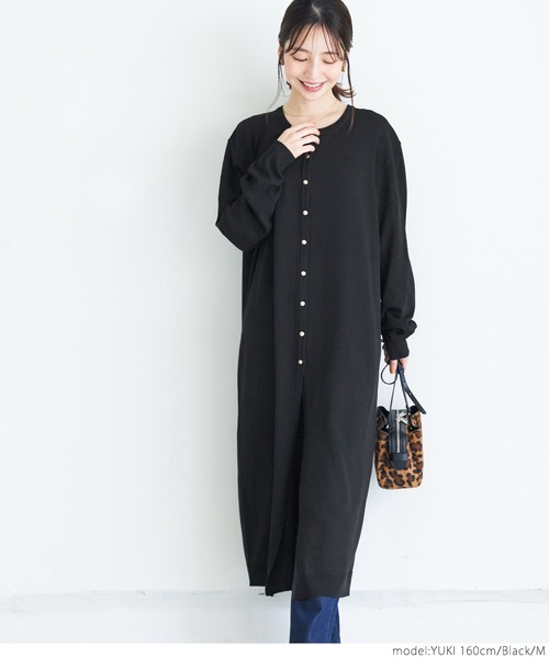 coca（coca）（コカ）の「ゴールドボタンロングカーディガン（カーディガン/ボレロ・レディース・ブラック/ダークブルー/キャメル・M/L）」の6枚目の写真