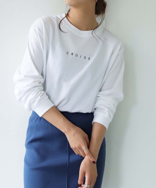 HER CLOSET（ハークローゼット）の「【shemoshelly】WEB限定 cruise長袖ロゴロンT（Tシャツ/カットソー・レディース・ホワイト/ブラック・S/M/L）」の2枚目の写真
