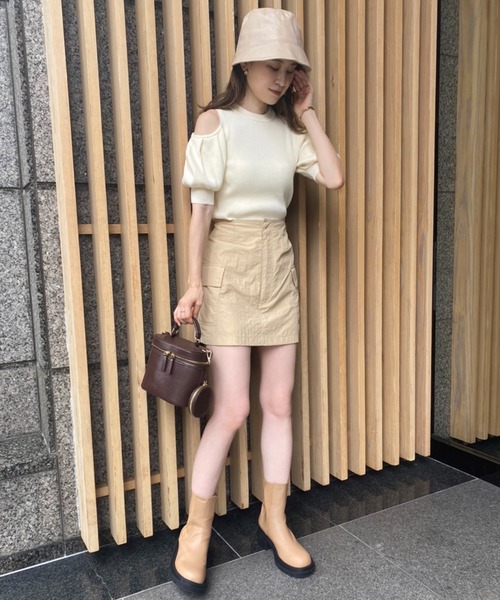 セール】バックレースアップ肌見せ肩あきニット（ニット/セーター