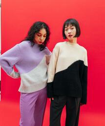 <CITEN>バイカラー キリカエ プルオーバー ニット