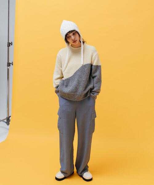 CITEN（シテン）の「＜CITEN＞バイカラー キリカエ プルオーバー ニット（ニット/セーター・レディース・ブラック/イエロー/ロイヤルブルー/ライラック・FREE）」の9枚目の写真