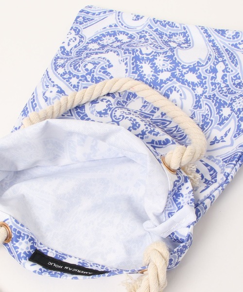 AMERICAN HOLIC（アメリカンホリック）の「ペイズリー柄ロープバッグ（ハンドバッグ・レディース・ブルー/イエロー・FREE）」の4枚目の写真