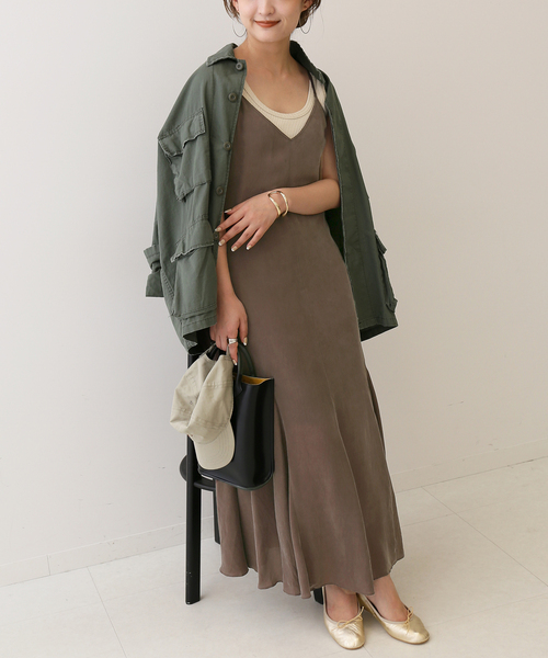 SLOBE IENA(スローブイエナ)の「フィブリルキャミワンピース(ワンピース)」|ブラウン