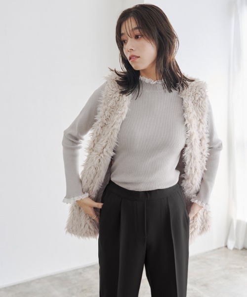 sacai フリンジ付きニットタートルネック サイズ1 美品 サカイ sacai ニット タートルネック セーター