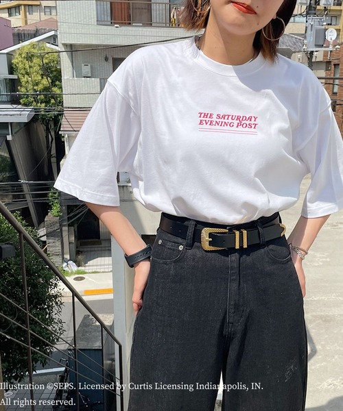 PAGEBOY(ページボーイ)の「The Saturday Evening Post アメリカンTシャツ(Tシャツ/カットソー・レディース・オフホワイト/モーブ系・FREE)」の3枚目の写真