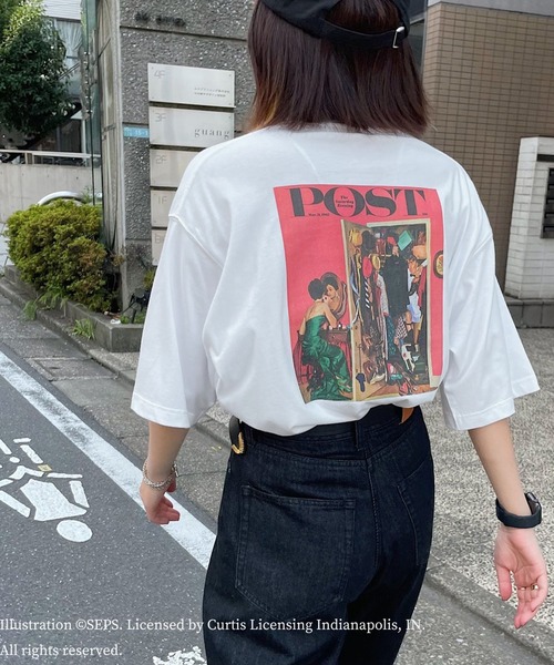 PAGEBOY(ページボーイ)の「The Saturday Evening Post アメリカンTシャツ(Tシャツ/カットソー・レディース・オフホワイト/モーブ系・FREE)」の5枚目の写真