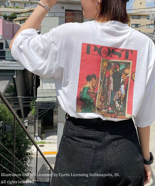 PAGEBOY(ページボーイ)の「The Saturday Evening Post アメリカンTシャツ(Tシャツ/カットソー・レディース・オフホワイト/モーブ系・FREE)」の6枚目の写真