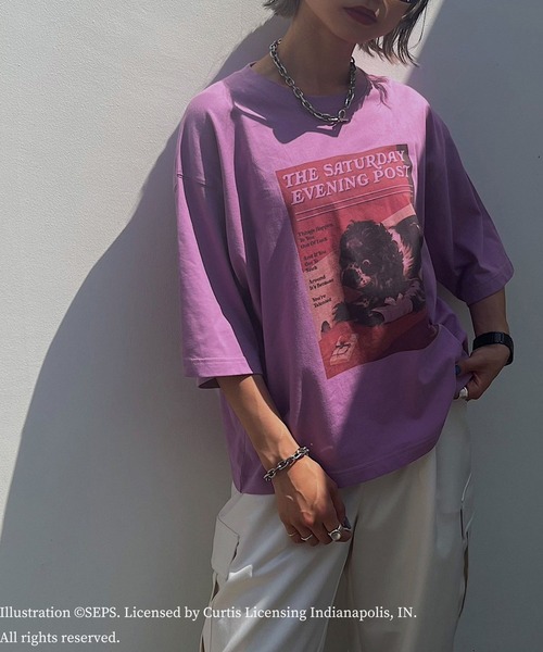 PAGEBOY(ページボーイ)の「The Saturday Evening Post アメリカンTシャツ(Tシャツ/カットソー・レディース・オフホワイト/モーブ系・FREE)」の9枚目の写真