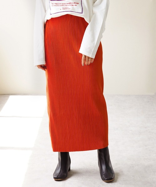 IAMUSE(アイアミューズ)の「【IAMUSE】ランダムプリーツコーデュロイスカート S0721(スカート・レディース・ブラウン/ブラック/オレンジ・FREE)」の7枚目の写真