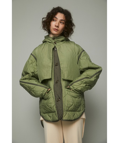 HeRIN.CYE（ヘリンドットサイ）の「Vest layerd blouson（ブルゾン・レディース・ブラック/ライトベージュ/カーキ・FREE）」の22枚目の写真