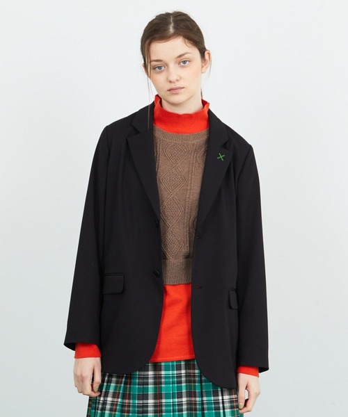 FRAPBOIS(フラボア)の「T/Rツイル ジャケット(テーラードジャケット・レディース・ブラック/グレー・2/1)」の2枚目の写真