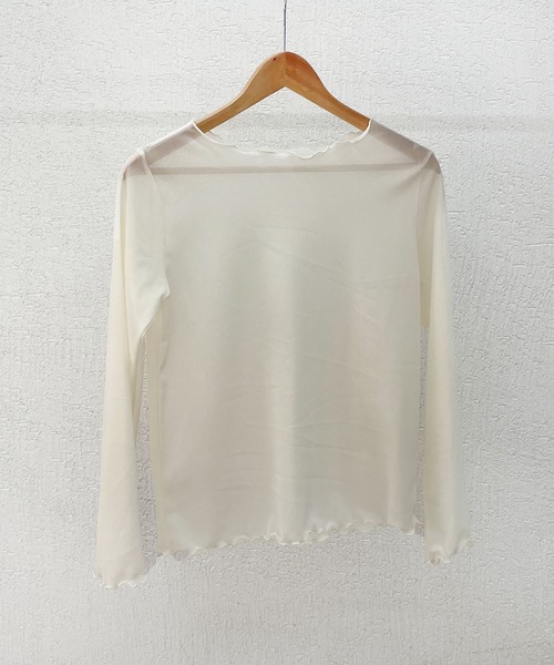 CEMONEMO(セモネモ)の「ボートネック シースルー メロウ トップス(Tシャツ/カットソー・レディース・アイボリー/ブラック/ベージュ・FREE)」の21枚目の写真