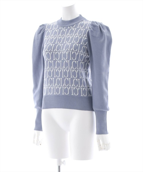 clear(クリア)の「モノグラムロゴ長袖ニットトップス(ニット/セーター・レディース・グレイッシュベージュ/ブルーグレー/ブラック/アイボリー・F)」の5枚目の写真