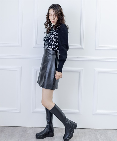 clear(クリア)の「モノグラムロゴ長袖ニットトップス(ニット/セーター・レディース・グレイッシュベージュ/ブルーグレー/ブラック/アイボリー・F)」の13枚目の写真