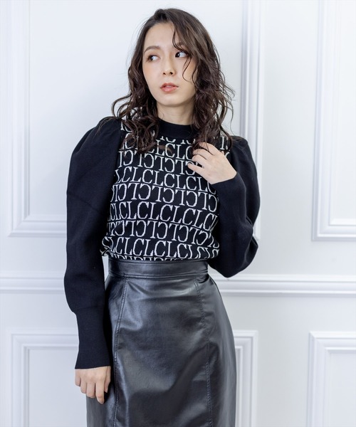 clear(クリア)の「モノグラムロゴ長袖ニットトップス(ニット/セーター・レディース・グレイッシュベージュ/ブルーグレー/ブラック/アイボリー・F)」の15枚目の写真