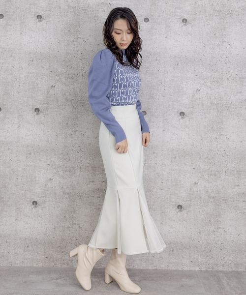 clear(クリア)の「モノグラムロゴ長袖ニットトップス(ニット/セーター・レディース・グレイッシュベージュ/ブルーグレー/ブラック/アイボリー・F)」の18枚目の写真